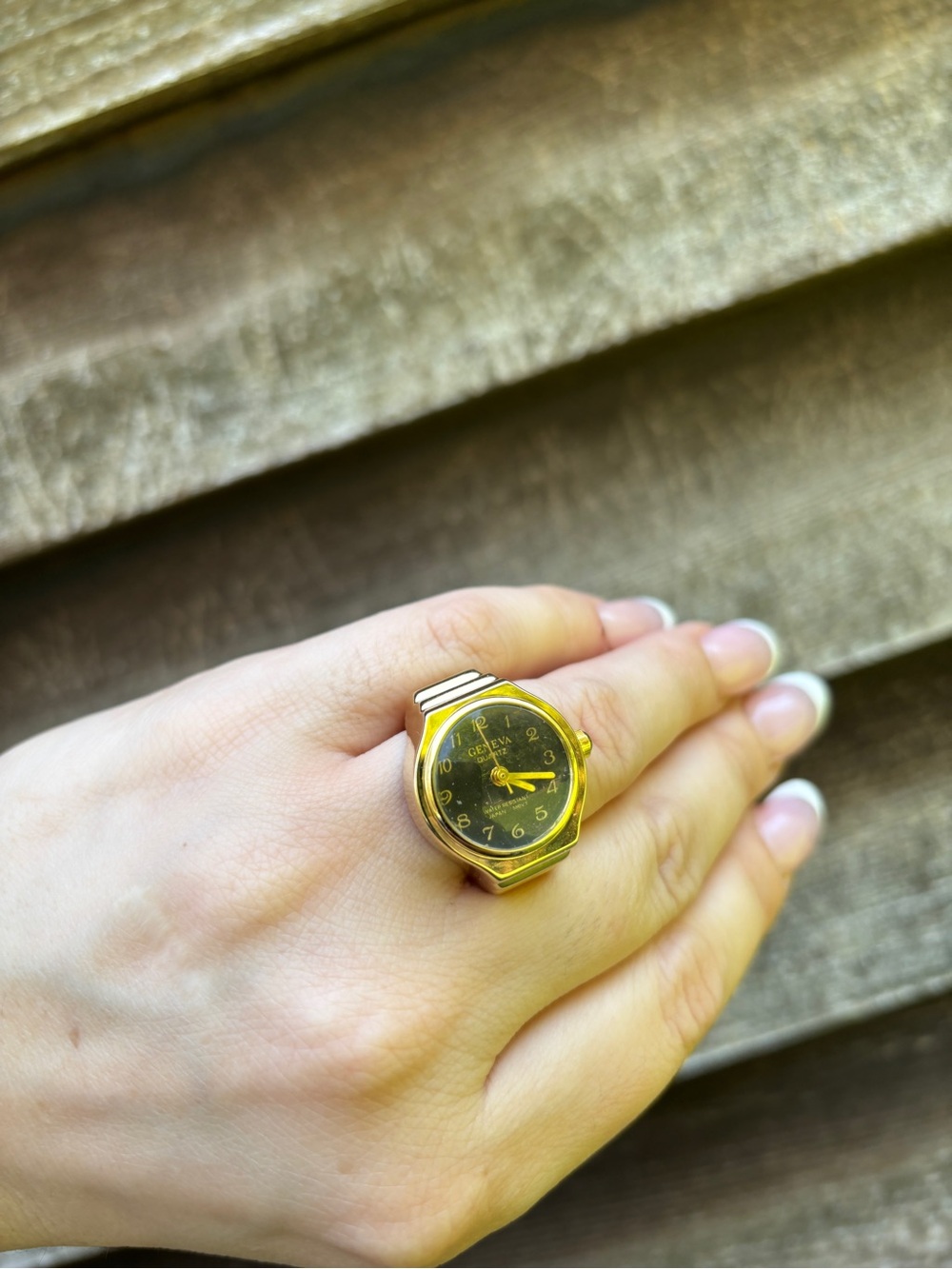 Vintage 90s Geneva Gold Ring Watch